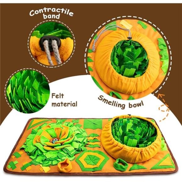 Large Dog Snuffle Mat, Interactive Feeding Mat, 34.6 in x 19.6 in, Squeaker - Picture 5 of 7